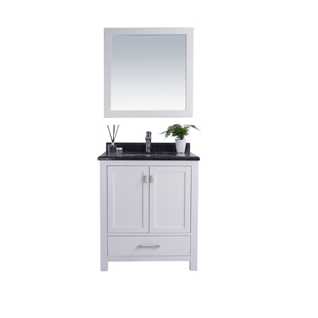 LAVIVA Wilson 30, White Cabinet & Black Wood Countertop 313ANG-30W-BW